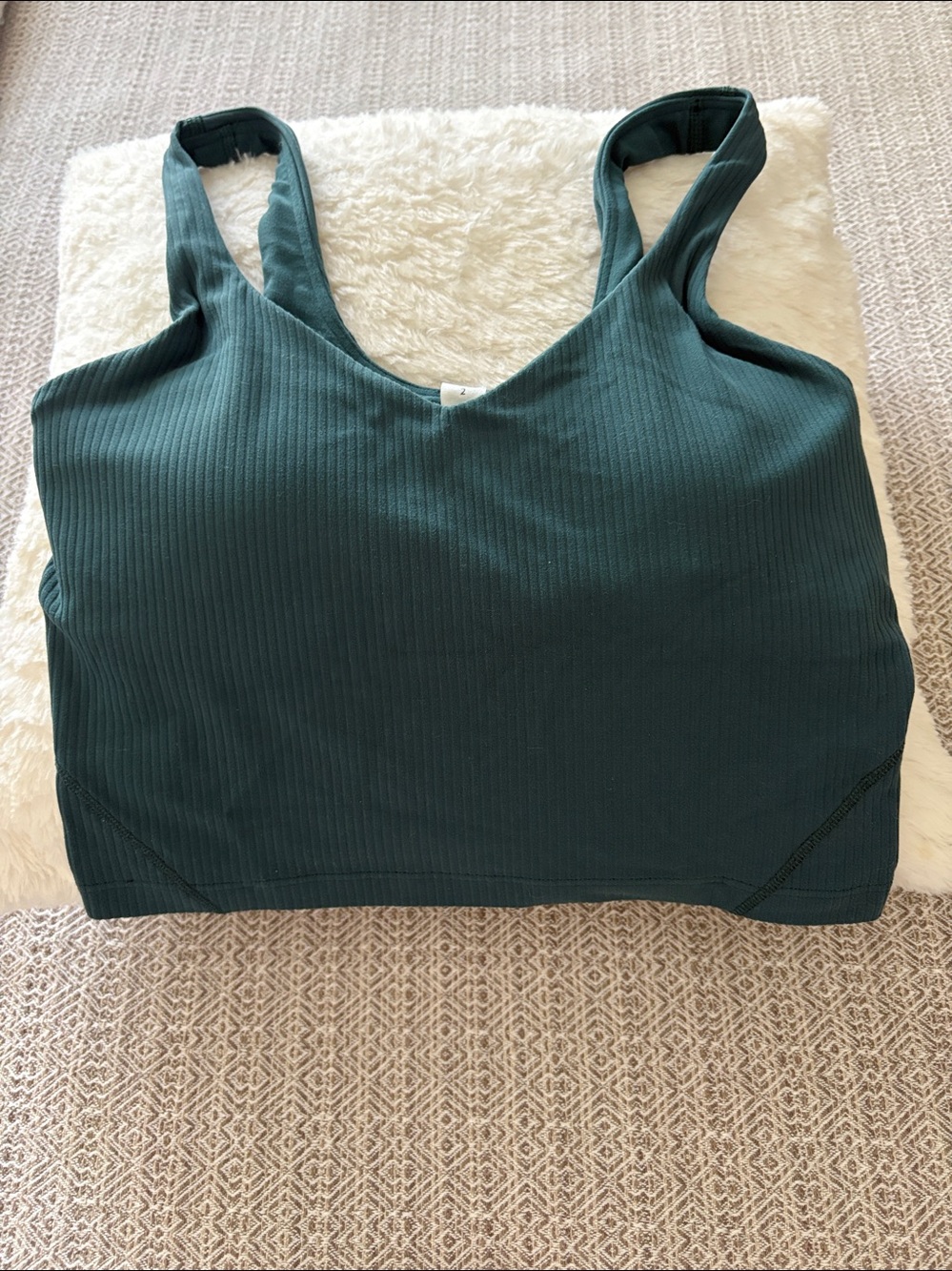 Lululemon Ribbed Teal V-Cropped Tank
